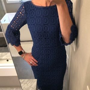 Boden bright blue lace with flare sleeves size 4L